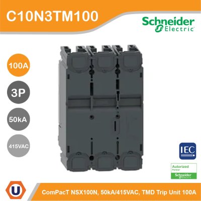 Schneider Electric Circuit breaker ComPact NSX100N 50kA/415VAC 3P TMD trip unit 100A | C10N3TM100