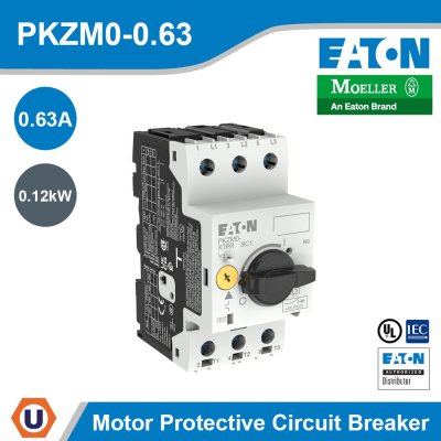 EATON Motor Protective Circuit Breaker 0.12kW 0.4-0.63A Screw Terminals PKZM0-0,63