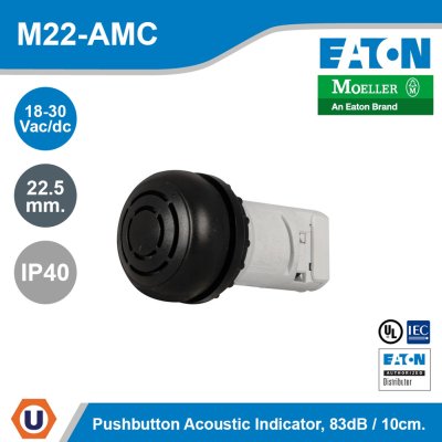 EATON M22 Acoustic Device 22.5mm. IP40 18-30 Vac/dcb 83 dB/ 10 cm | M22-AMC