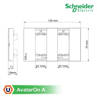 Schneider Electric สวิตช์ทางเดียว 2ตัว พร้อมฝาครอบ สีขาว  AvatarOn A