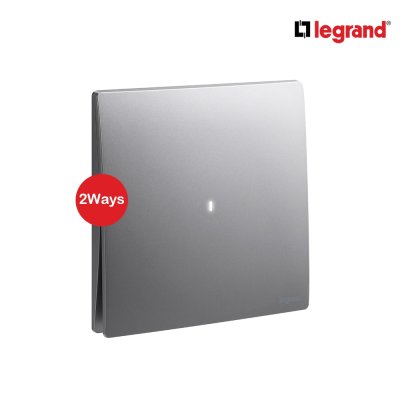 Legrand สวิตช์สองทาง 1 ช่อง สีเทาดำ มีไฟ LED 1G 2Ways 16AX Illuminated Switch | Mallia Senses | 281011DS