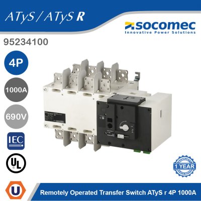 Socomec Remotely Operated Transfer Switch ATyS r 4P 1000A | 95234100