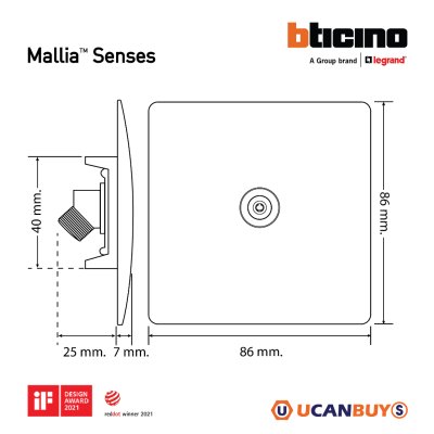 Legrand เต้ารับโทรทัศน์ (แบบเสียบ) 1ช่อง สีขาว TV Female Terminal Socket รุ่น มาเรียเซนต์ | Mallia Senses | 281151MW