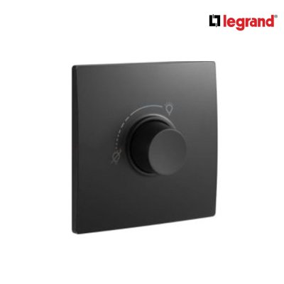 Legrand ดิมเมอร์แบบหมุน (สำหรับหลอดไฟฟ้า และหลอด LED) สีดำ 1G 300W Dimmer | Mallia Senses | 281086MB