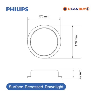 PHILIPS โคมดาวน์ไลท์ติดลอย รุ่น Meson ขนาด 17W แสงวอร์มไวท์ 3000K | 929003283108