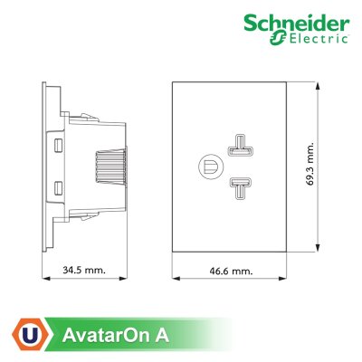 Schneider Electric เต้ารับเดี่ยว 3 ขา พร้อมม่านนิรภัย สีขาว รุ่น AvatarOn A M3T426UST_WE