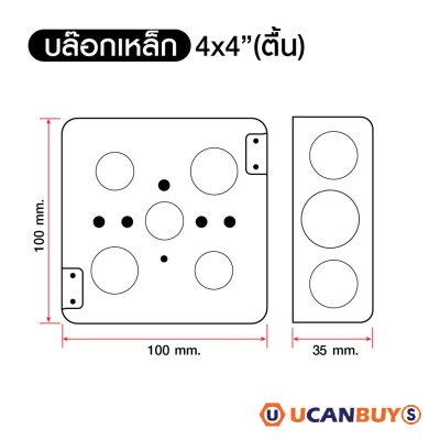 แพ็ค 4 | บล็อกเหล็ก แบบฝัง ขนาด 4x4 นิ้ว Surface Mounted Box