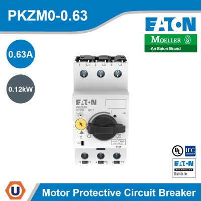 EATON Motor Protective Circuit Breaker 0.12kW 0.4-0.63A Screw Terminals PKZM0-0,63