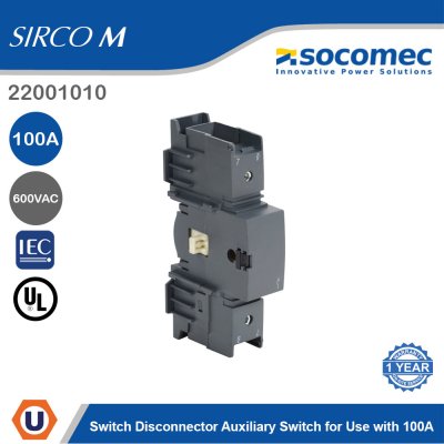 Socomec Switch Disconnector Auxiliary Switch for Use with 100A Sirco M Disconnector | 22001010