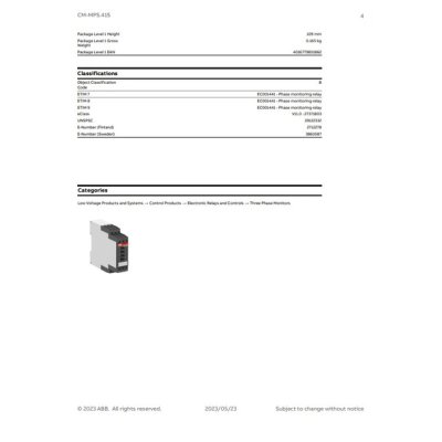 ABB Three-phase monitoring relay 2c/o, 0,0.1-30s, L1-L2-L3=3x300-500VAC l CM-MPS.41S l 1SVR730884R3300