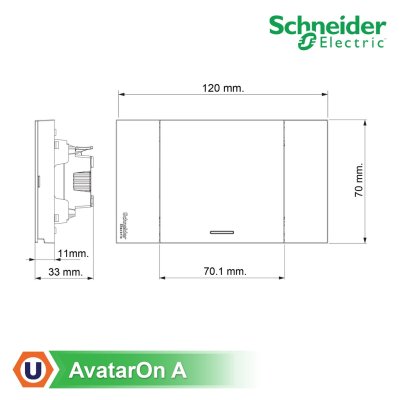 Schneider ชุดสวิตช์ทางเดียว 1 ช่อง สลับสีดำ-ขาว พร้อมหน้ากากสีดำ 3 ช่อง | AvatarOn A | Ucanbuys
