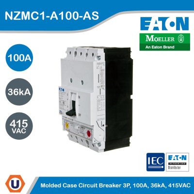 EATON Molded Case Circuit-Breaker (MCCB) 3P 100A 36kA 415VAC | NZMC1-A100-AS
