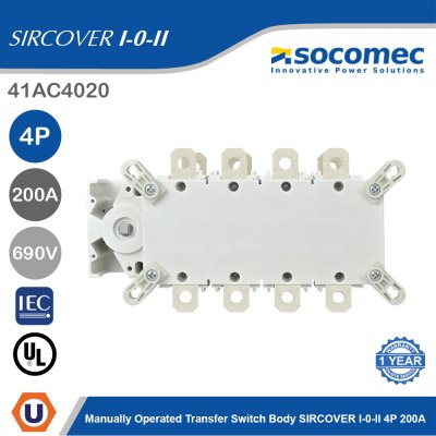 Socomec Manually Operated Transfer Switch Body SIRCOVER I-0-II 4P 200A | 41AC4020
