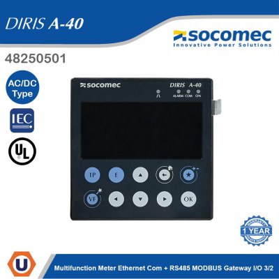 Socomec Multifunction Meter DIRIS A-40 + RS485 MODBUS gateway I/O 3/2 | 48250501