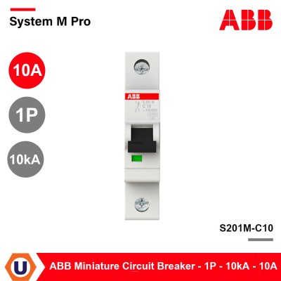 ABB S201M-C10 | 2CDS271001R0104 Miniature Circuit Breaker 1P 10kA 10A  ป้องกันการใช้กระแสไฟเกินกำหนด