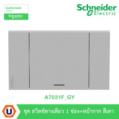 Schneider Electric ชุดสวิตช์ทางเดียว 1 ตัว Size E ประกอบสำเร็จรูป | สีเทา | AvatarOn A | A7031F_GY