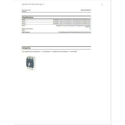 ABB 1SDA066551R1 Moulded Case Circuit Breaker FORMULA | A2B 250 TMF 200-2000 3p F F