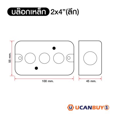 แพ็ค 30 | บล็อกเหล็ก ขนาด 2x4 (แบบลึก) รู 6 หุน ติดตั้งแบบฝัง