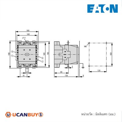 EATON Contactor, 380 V 400 V 110 kW, 2 N/0, 2 NC, RDC24 - 27 V DC,DC Operation, Screw Connection | DILM225A/22(RDC24)