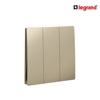 แพ็ค10 | Legrand สวิตช์ทางเดียว 3 ช่อง สีแชมเปญ รุ่นมาเรียเซนต์ | Mallia Senses | 281004CH