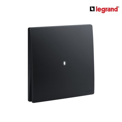 Legrand สวิตช์กลางทาง 1 ช่อง สีดำ มีไฟ LED 1G 16AX Interm Illuminated Switch | Mallia Senses | 281009MB