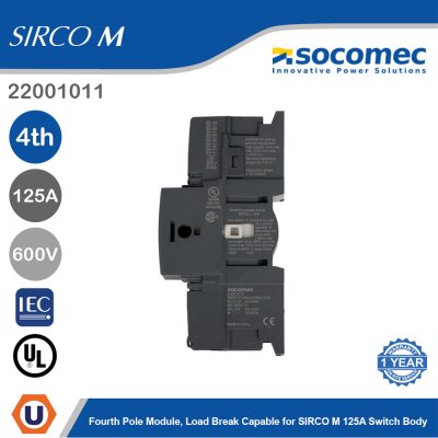 Socomec Fourth Pole Module Load Break Capable for SIRCO M 125A Switch Body | 22001011