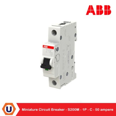 ABB S201M-C50 เมนเซอร์กิตเบรกเกอร์ 1P, 50A, 10kA ป้องกันการใช้กระแสไฟเกินกำหนด