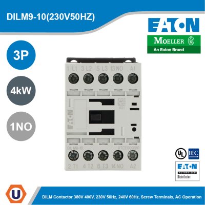 EATON Moeller Series DILM Contactor 3P 4kW 1NO 230V 50Hz, 240V 60Hz | DILM9-10(230V50HZ)