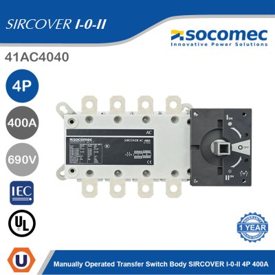 Socomec Manually Operated Transfer Switch Body SIRCOVER I-0-II 4P 400A | 41AC4040