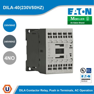 EATON Moeller Series DILA Control Relay 230V 50Hz, 240V 60Hz 4NO AC Operation | DILA-40(230V50HZ)