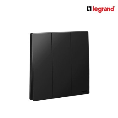 แพ็ค10 | Legrand สวิตช์ทางเดียว 3 ช่อง สีดำ รุ่นมาเรียเซนต์ | Mallia Senses | 281004MB