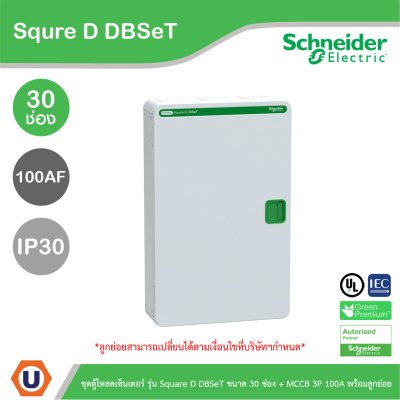 Schneider Electric ชุดตู้โหลดเซ็นเตอร์ Square D DBSeT 30ช่อง+MCCB EZC 3P 100A 30kA พร้อมลูกย่อย14ตัว