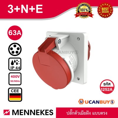 MENNEKES 1252A ปลั๊กตัวเมียฝังตรง (3P+N+E) 63A 400V IP44