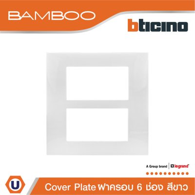 BTicino หน้ากากฝาครอบ ขนาด 6 ช่อง แบมบู สีขาว Cover Plate 6 Module White รุ่น Bamboo | AE2206TBN