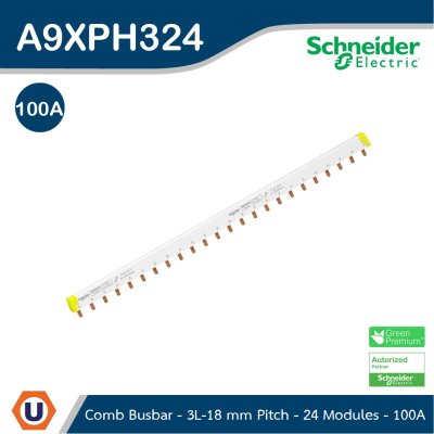 Schneider Electric Acti9 Comb Busbar 3L 18 mm Pitch 24 Modules 100A | A9XPH324