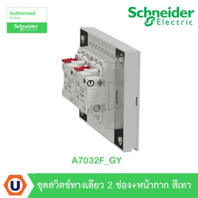 Schneider Electric ชุดสวิตช์ทางเดียว 2 ตัว Size M ประกอบสำเร็จรูป | สีเทา | AvatarOn A | A7032F_GY