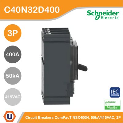 Schneider Electric Circuit breaker ComPacT NSX400N 50kA/415VAC 3P MicroLogic 2.3 trip unit 400A | C40N32D400