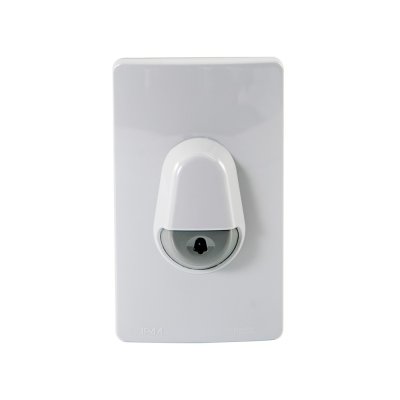 Schneider สวิตช์กดกระดิ่งกันน้ำพร้อมไฟสํญญาณสีฟ้า IP44 สีเทา+กล่องกระดิ่ง สีขาว รุ่น Concept