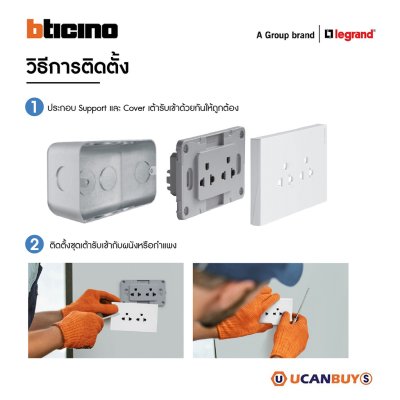 BTicno ชุดเต้ารับเดี่ยว 3 ขา มีม่านนิรภัย 2 P+E 16A 250V สีขาว White รุ่น Nexy