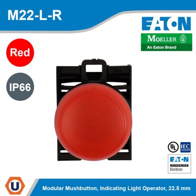 EATON M22 Modular Pushbutton Indicating Light Operator Flush IP66 22.5 mm. Red | M22-L-R
