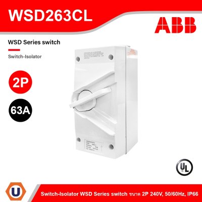 ABB WSD263CL Switch-Isolator WSD Series switch 63 A 2P, IP66 | 2TCZ751006R0004