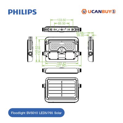 PHILIPS Floodlight รุ่น BVS010 LED5/730 Solar 5W แสงคูลเดย์ไลท์ 6500K | 911401886802
