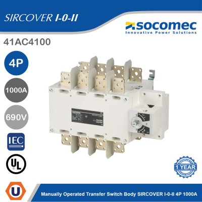 Socomec Manually Operated Transfer Switch Body SIRCOVER I-0-II 4P 1000A | 41AC4100
