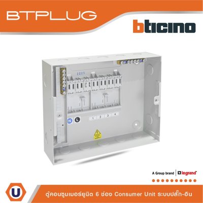 BTicino ตู้คอนซูเมอร์ยูนิต (ปลั๊ก-อิน) 6ช่อง Consumer Unit Plug-In BTPLUG รุ่น BTCN6