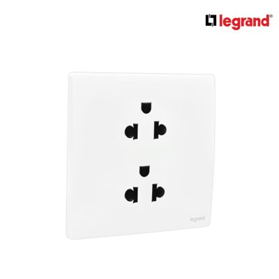 แพ็ค10 | Legrand ชุดเต้ารับคู่ 3 ขา มีม่านนิรภัย สีขาว รุ่นมาเรียเซนต์ | Mallia Senses | 281104MW