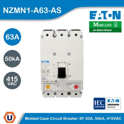 EATON Molded Case Circuit-Breaker (MCCB) 3P, 63A, 50kA 415VAC | NZMN1-A63-AS