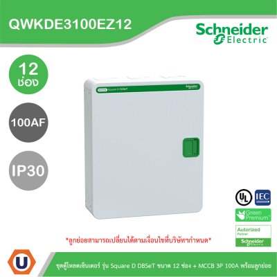 Schneider Electric ชุดตู้โหลดเซ็นเตอร์ Square D DBSeT 12ช่อง+MCCB EZC 3P 100A 30kA พร้อมลูกย่อย 8ตัว