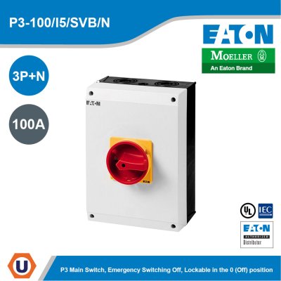 EATON Rotary Disconnect Main Switch Surface 100A Red Handle | P3-100/I5/SVB/N