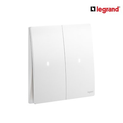 Legrand สวิตช์ทางเดียว 2ช่อง สีขาว มีไฟ LED 2G 1W 16AX Illuminated Switch | Mallia Senses | 281012MW