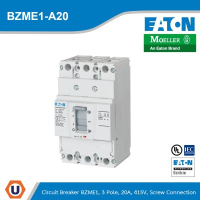 EATON Moeller Series Circuit Breaker BZME1, 3P 20A 415V Screw Connection | BZME1-A20